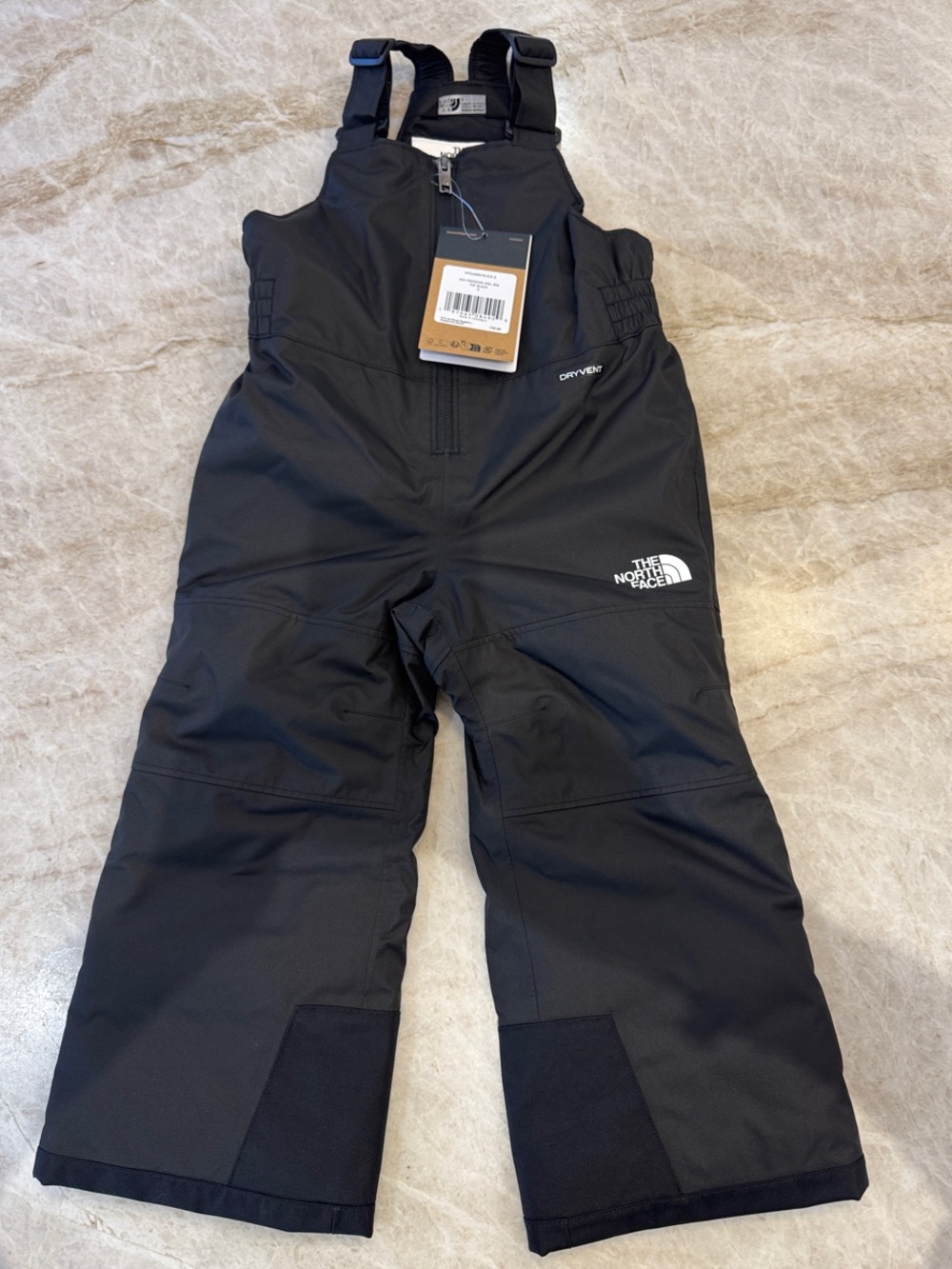 The North Face Black Kids Snow Overalls with Adjustable Straps
